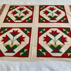 Vintage Fabric Panel Cranston quilting pillow flower basket cotton cottagecore
